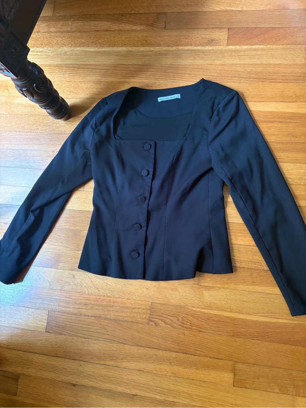 Abercrombie & Fitch Black Square-Neck Button Front Blazer